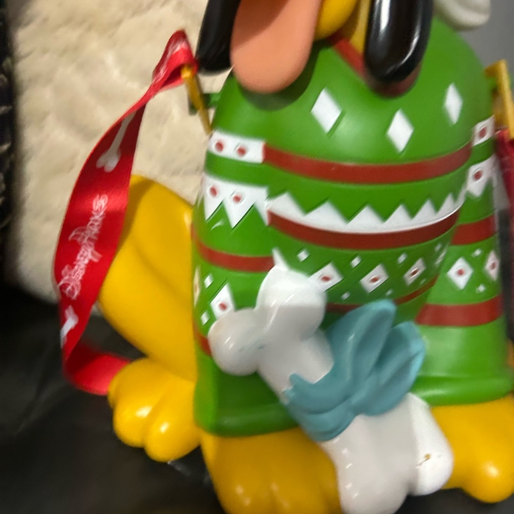 Disney Parks Pluto Popcorn Bucket 2018 Christmas Green Sweater Red Santa Hat - Picture 3 of 7